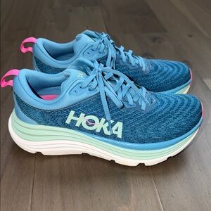 Hoka Gaviota 5 Alpine Blue Jadeite Blue and Pink Athletic Sneakers 9B Like New